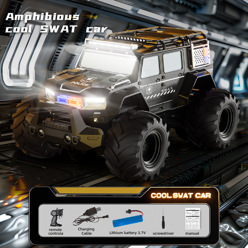 Kids Toys Electric Car - Voitures de Police RC, véhicule amphibie