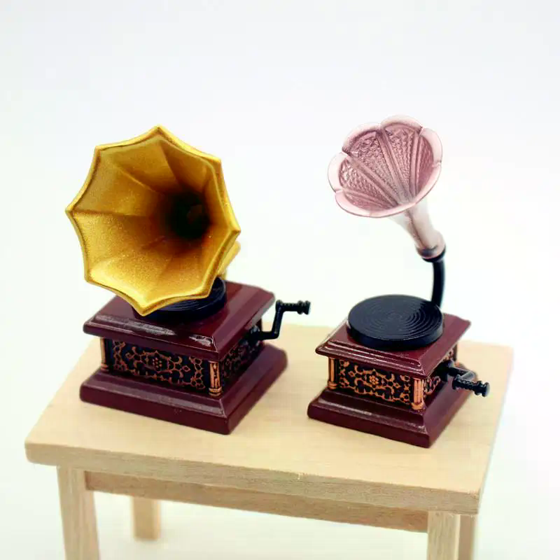 Kids Toys House - Maison de poupée Vintage phonographe Miniatures